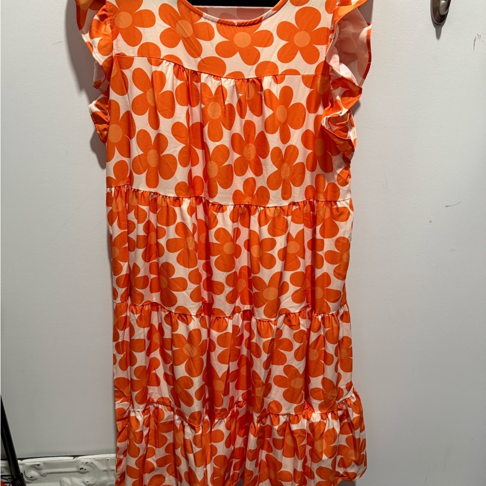 Orange Floral  Dress